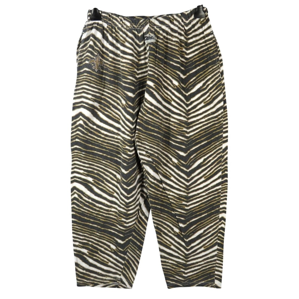 Vintage ZUBAZ Tiger Striped Knit Pants NEW ORLEANS Saints Fleur-De-Lis Size L